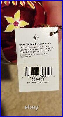 Rare Vintage Christopher Radko Sunrise Serenade Double Reflector Indent Ornament