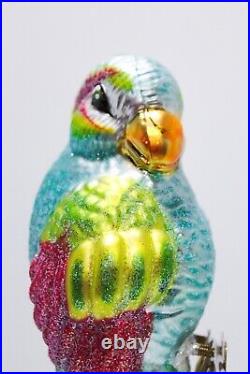 Retired CHRISTOPHER RADKO Polly Wanna Glass Parrot Chirstmas Clip-On Ornament