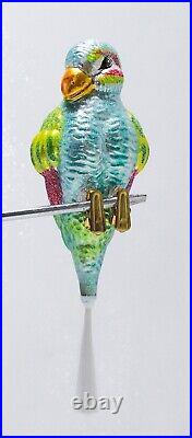 Retired CHRISTOPHER RADKO Polly Wanna Glass Parrot Chirstmas Clip-On Ornament