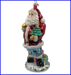Retired Vtg 10.5 RADKO Santa Christmas Ornament Goodies In Tow 2000s Original
