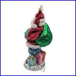 Retired Vtg 10.5 RADKO Santa Christmas Ornament Goodies In Tow 2000s Original
