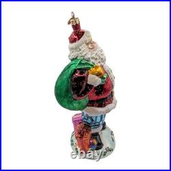 Retired Vtg 10.5 RADKO Santa Christmas Ornament Goodies In Tow 2000s Original