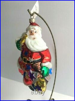 SALE! Authentic Christopher Radko ROYAL SANTA Moon Handcrafed Glass Ornament TAG