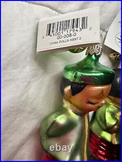 SUPER RARE HTF Christopher Radko CHINA DOLLS Glass Ornaments 00-008-0 NOS w TAG