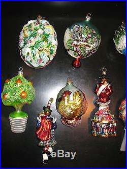 Set of 12 DAYS OF CHRISTMAS Christopher Radko Ornaments