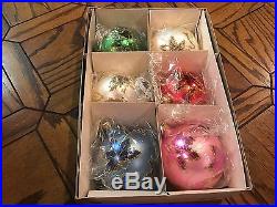 Set of 6 CHRISTOPHER RADKO RAINBOW SCARLETT WEDDING DRESS GLASS ORNAMENTS IN BOX