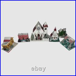 Shiny Brite Christopher Radko Glitter Putz Church Village House Lot 7 Christmas