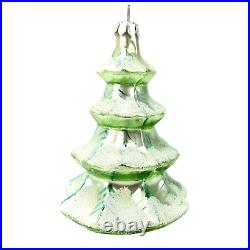 Signed 1993 Christopher Radko Blown Glass Christmas Ornament Blue Frosted Tree