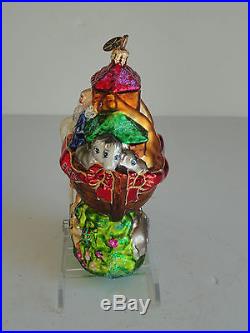 TWO BY TWO Noah's Ark Christopher Radko Mouth Blown Glass Ornament 6.5