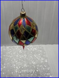 Teardrop Ornament Harlequin Teardrop Radko Glass Rare Retired R90 #20