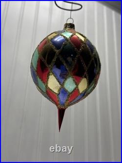 Teardrop Ornament Harlequin Teardrop Radko Glass Rare Retired R90 #20
