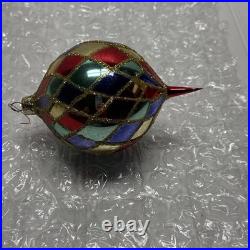 Teardrop Ornament Harlequin Teardrop Radko Glass Rare Retired R90 #20