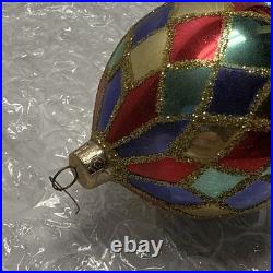 Teardrop Ornament Harlequin Teardrop Radko Glass Rare Retired R90 #20