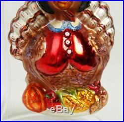 Turkey Pilgrim Harvest Thanksgiving Glass Christopher Radko Christmas Ornament