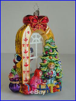Two Sided SANTA AT WINDOW 3D CHRISTOPHER RADKO Mouth Blown Glass Ornament