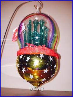 ULTRA RARE/NEW! Christopher Radko EMERALD CITY Blown Glass Ornament Wizard Of Oz