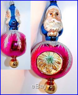 VERY RARE Christopher Radko 92 TWO SIDED SANTA REFLECTOR Vintage Glass Ornament