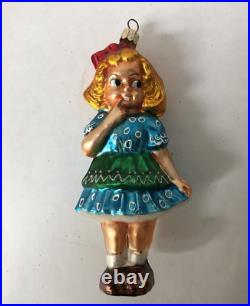 VERY RARE- Christopher Radko Little Blonde Girl in a Blue Dress Holiday Ornament