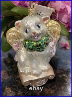 VERY RARE Vintage Christopher Radko Kitty Cloud Glass Christmas Ornament