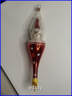 VTG 1996 Christopher Radko ROCKET SANTA Italian Ornament 10 inches 96-038-0 HTF