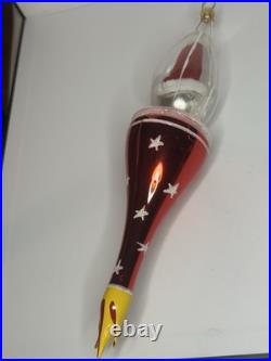 VTG 1996 Christopher Radko ROCKET SANTA Italian Ornament 10 inches 96-038-0 HTF