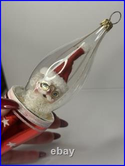 VTG 1996 Christopher Radko ROCKET SANTA Italian Ornament 10 inches 96-038-0 HTF