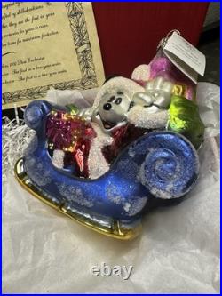 VTG 1997 Christopher Radko DISNEY Mickey ROGERS GARDEN 3 Ornament Set w Red Box