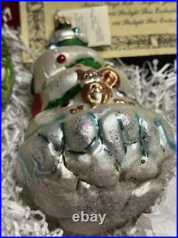 VTG 1997 Christopher Radko DISNEY Mickey ROGERS GARDEN 3 Ornament Set w Red Box