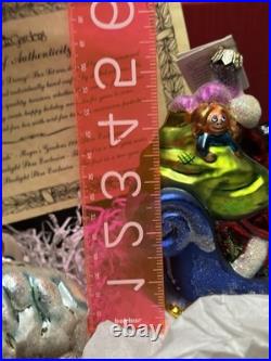 VTG 1997 Christopher Radko DISNEY Mickey ROGERS GARDEN 3 Ornament Set w Red Box