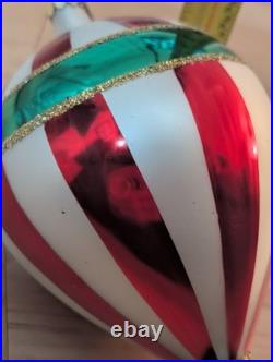 VTG 1998 Christopher Radko Striped Hot Air Ballon Christmas Ornament 88-077-0