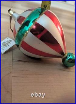 VTG 1998 Christopher Radko Striped Hot Air Ballon Christmas Ornament 88-077-0
