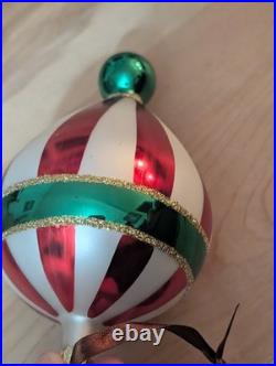 VTG 1998 Christopher Radko Striped Hot Air Ballon Christmas Ornament 88-077-0