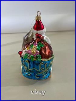 VTG 1999 Christopher Radko Roadster Santa Car Glass Ornament Christmas DS51