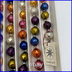 VTG Christopher Radko 6' Blown Glass Garland Strand Multi Color Balls