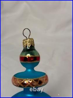 VTG Rare Christopher Radko RAZZMATAZZ Turquoise Triple Indent Ornament 98-238-0