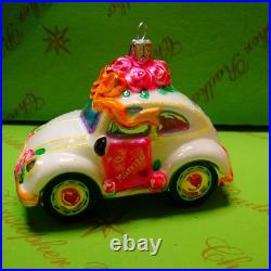 Valentine Christopher Radko Prototype Just Married Beetle Car Glass Ornament