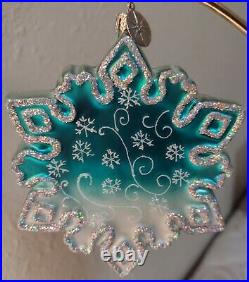 Very Rare & Vintage 2004 Christopher Radko 2-sided Snowflake Christmas Ornament