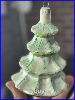 Vintage 1992 Christopher Radko Winter Tree Mercury Glass Christmas Ornament RARE