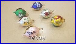 Vintage 6 Christopher Radko Fantasia Skier Glass Christmas Holiday Drop Ornament