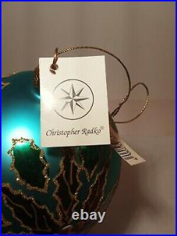 Vintage Christopher RADKO 1996 Blue Petite Winter Star Blossom Ornament With Tag