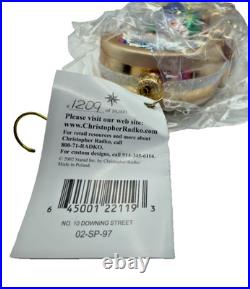 Vintage Christopher Radko 10 Downing St 6.5 Ornament 2002 MINT With Box Tag Rare