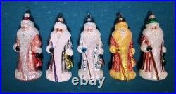 Vintage Christopher Radko 7 Russian Santa Ornament Lot (5) Coral Maple S Peters