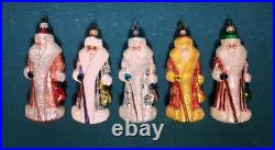 Vintage Christopher Radko 7 Russian Santa Ornament Lot (5) Coral Maple S Peters