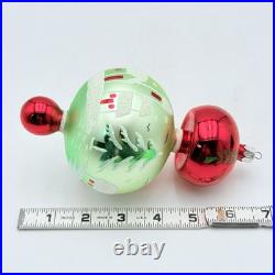 Vintage Christopher Radko Alpine Village Glass Ball Drop Ornament Green RARE