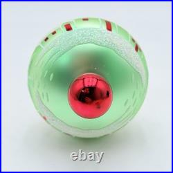Vintage Christopher Radko Alpine Village Glass Ball Drop Ornament Green RARE
