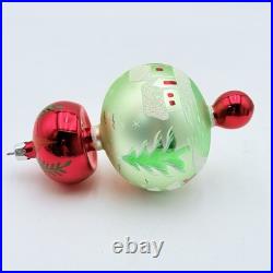 Vintage Christopher Radko Alpine Village Glass Ball Drop Ornament Green RARE