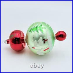 Vintage Christopher Radko Alpine Village Glass Ball Drop Ornament Green RARE