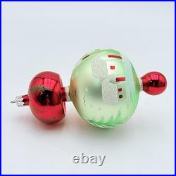 Vintage Christopher Radko Alpine Village Glass Ball Drop Ornament Green RARE