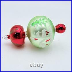 Vintage Christopher Radko Alpine Village Glass Ball Drop Ornament Green RARE