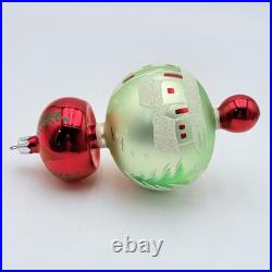 Vintage Christopher Radko Alpine Village Glass Ball Drop Ornament Green RARE